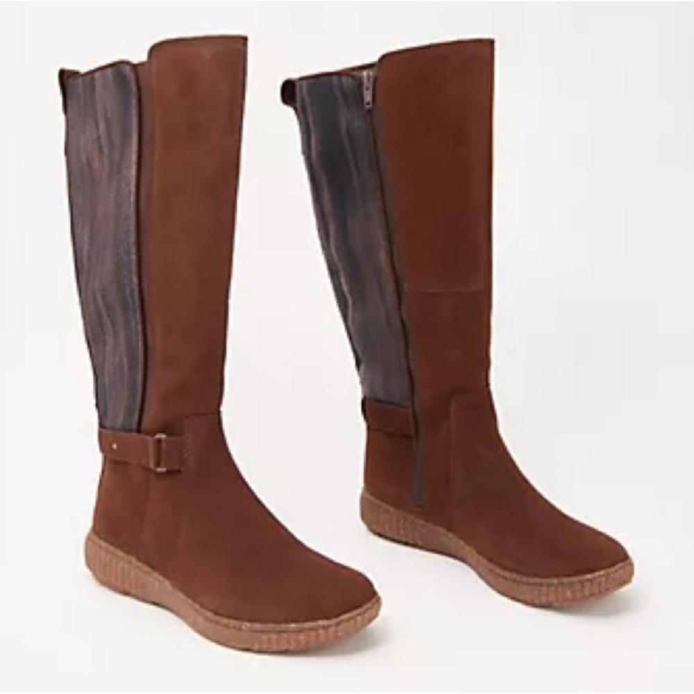 Clarks Collection Brown Suede Tall Shaft Boots Caroline Style Knee High Size 6